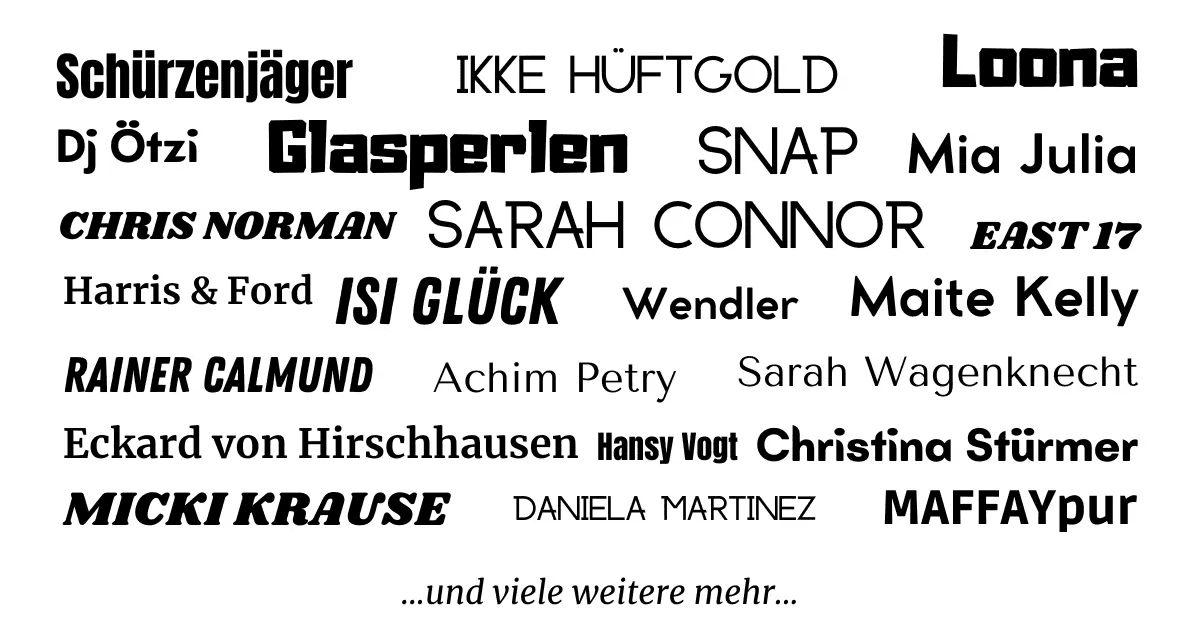 Künstler Referenzen - Sarah Connor, DJ Ötzi, Gregor Meyle und viele mehr